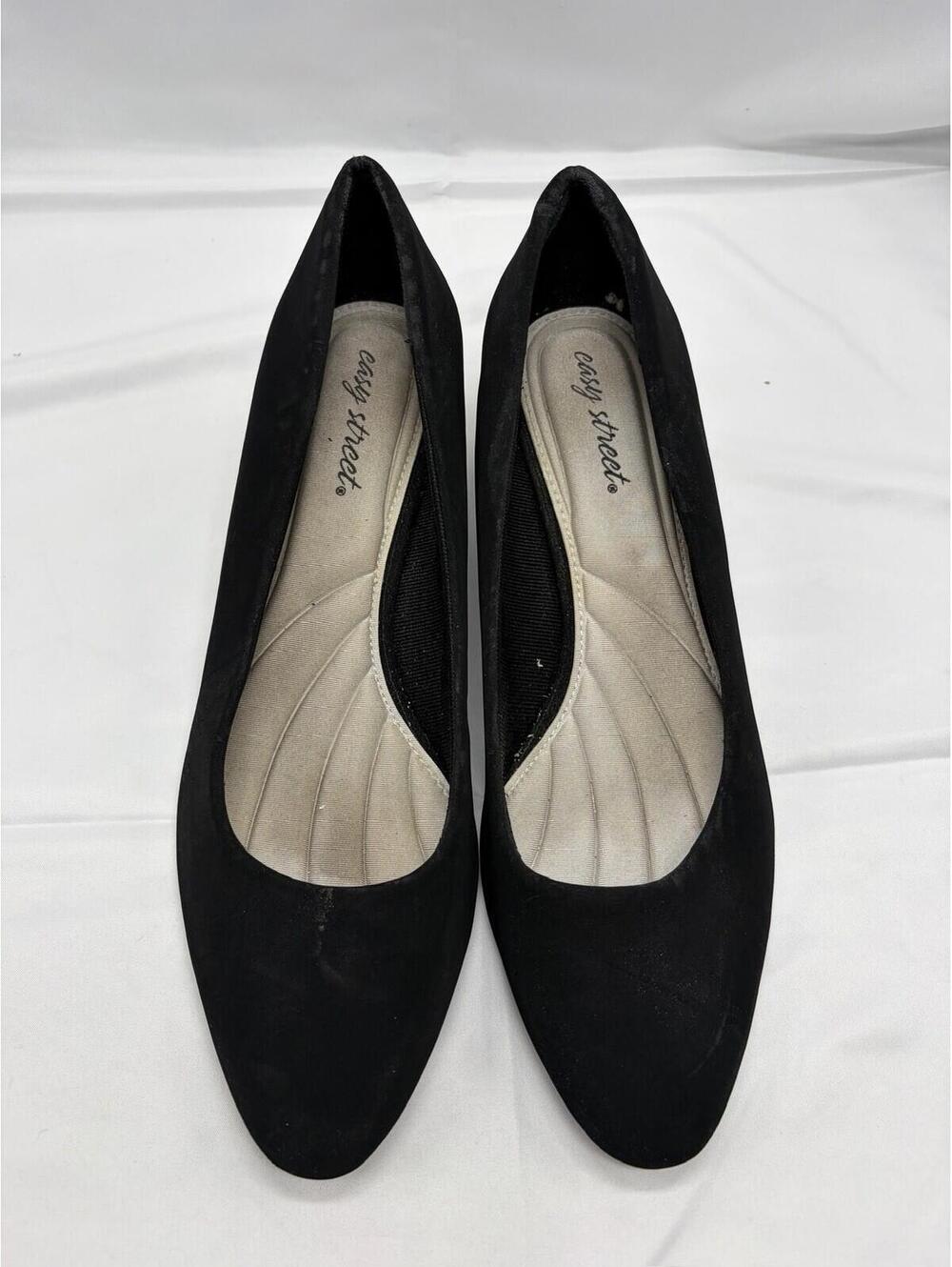 Easy Street Black Pointed Toe Heels 11 Dress Pumps Wedge Slip On